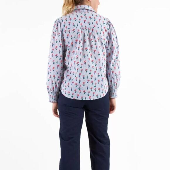 Roller Rabbit Lerida Noemie Floral Cotton Button Down Shirt Top Anthropologie XL - Picture 5 of 7